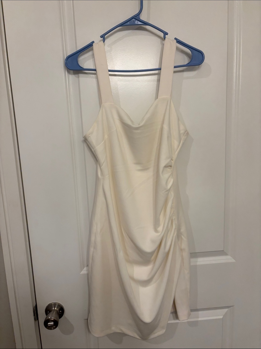 Express Cream Mini Draped Sheath Dress